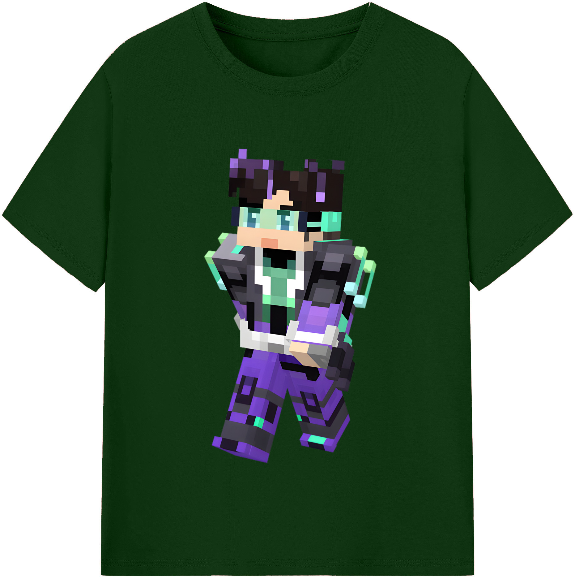 （画像用） マインクラフト ブロックの世界 Minecraft MC Block world 綿100％半袖Tシャツ（フロントプリント）